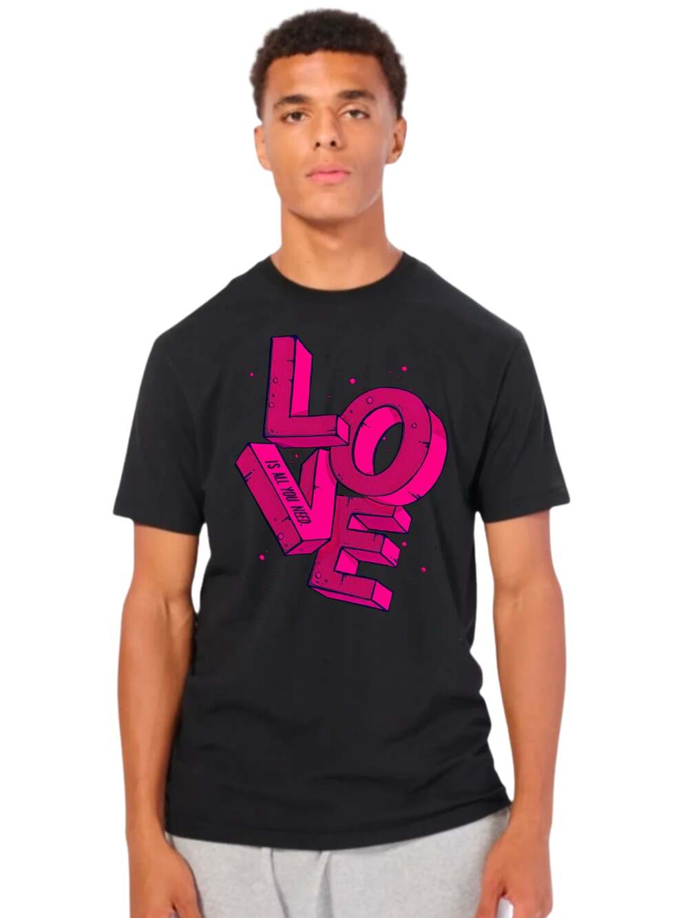 Love Is All You Need 3D Block Letter Graphic T-Shirt